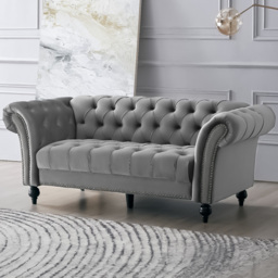 Home Detail Mayfair 3 Seater Grey Velvet Curved Sofa