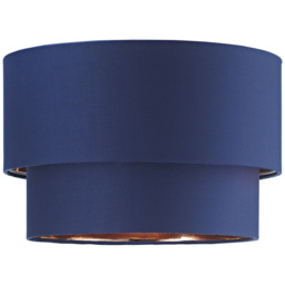 Happy Homewares 2 Tier Midnight Blue Cotton Ceiling Pendant Shade with Shiny Copper Inner