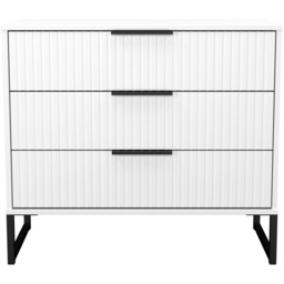 Crowndale Fluted 3 Drawer White Matt Chest of Drawers Ready Assembled - thumbnail 2