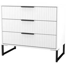 Crowndale Fluted 3 Drawer White Matt Chest of Drawers Ready Assembled - thumbnail 4