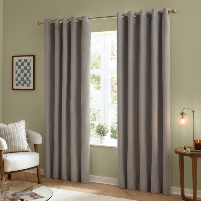 Furn The Ultimate Velvet Blackout Eyelet Curtains Silver 168 x 183cm - image 1