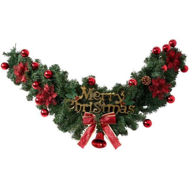 Living and Home Artificial Christmas Wreath with Red Ornaments and Flowers 150cm - image 1