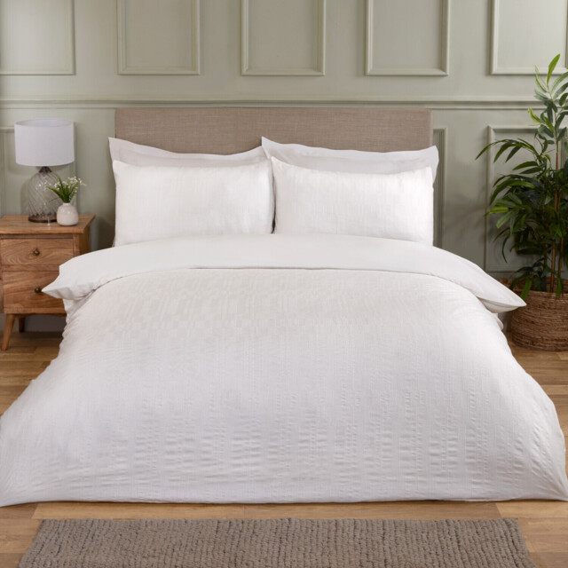 Waffle Block Duvet Set White King - image 1
