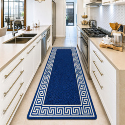 Smart Living Greekey Blue and Cream Gel Back Non-Slip Door Mat 50 x 80cm - thumbnail 2