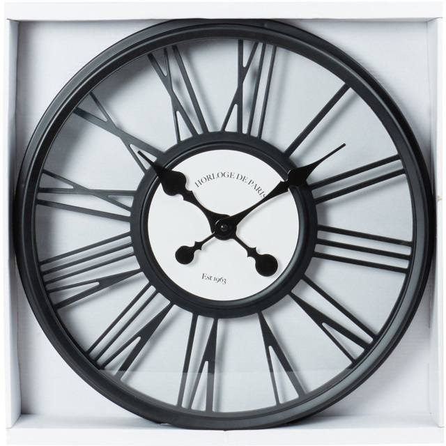 Black Round 3D Wall Clock 44.5cm - image 1