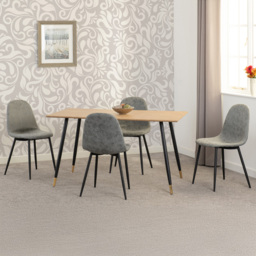 Seconique Hamilton Athens Oak Effect PU 4 Seater Dining Table Set Grey - thumbnail 1