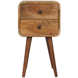 Artisan Furniture Oak Brown 2 Drawer Solid Wood Mini Curved Bedside - thumbnail 2