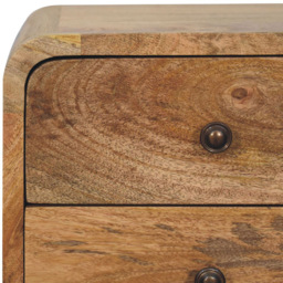 Artisan Furniture Oak Brown 2 Drawer Solid Wood Mini Curved Bedside - thumbnail 4