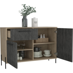 Core Products Harvard 2 Doors Single Drawer Grey Oak Small Sideboard - thumbnail 4