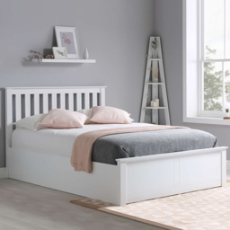 Phoenix Double White Ottoman Bed