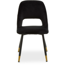 Premier Housewares Warren Black Velvet Cut-Out Dining Chair with Gold Legs - thumbnail 2
