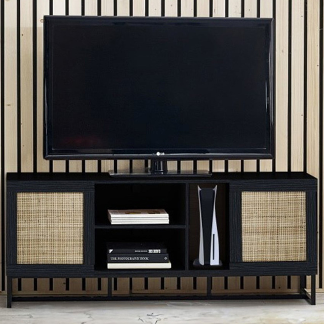 Julian Bowen Padstow 2 Door 2 Shelf Black TV Unit - image 1