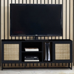 Julian Bowen Padstow 2 Door 2 Shelf Black TV Unit