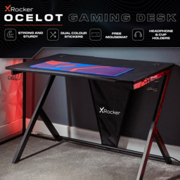 X Rocker Ocelot Black Gaming Desk with Mousepad - thumbnail 2