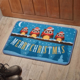 Samuel Alexander Festive Owls Fabric Doormat 60 x 40cm - thumbnail 2