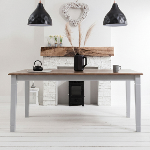 Noa and Nani Canterbury 180cm Dining Table Silk Grey and Dark Pine