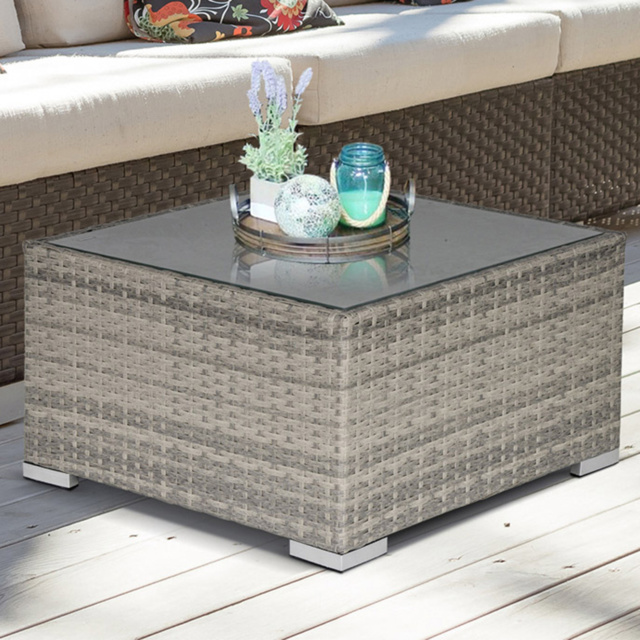 Outsunny Grey Rattan Square Coffee Table - image 1