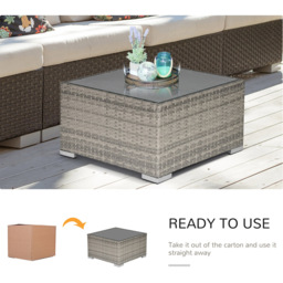 Outsunny Grey Rattan Square Coffee Table - thumbnail 4