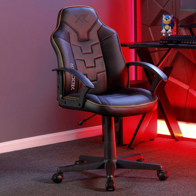 X Rocker Saturn Black and Gold Mid-Back Wheeled Juniors and Teens Esport Gaming Chair - image 1