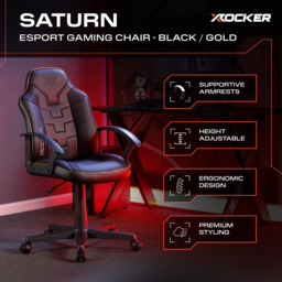 X Rocker Saturn Black and Gold Mid-Back Wheeled Juniors and Teens Esport Gaming Chair - thumbnail 3