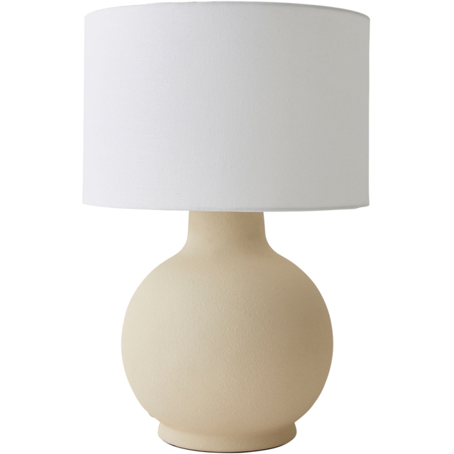 ValueLights Blair Natural Linen Shade Hand Finished Ceramic Beige Stone Table Lamp - image 1