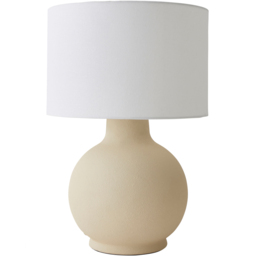 ValueLights Blair Natural Linen Shade Hand Finished Ceramic Beige Stone Table Lamp
