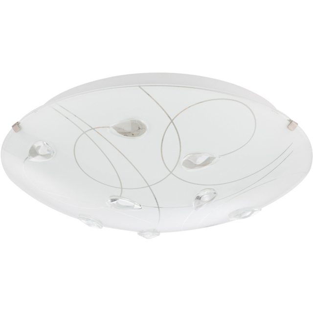 Happy Homewares Opal White Glass Flush Ceiling Light Fitting with Crystal Drops - image 1