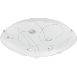 Happy Homewares Opal White Glass Flush Ceiling Light Fitting with Crystal Drops