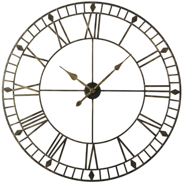 EOS Black Gold Skeleton Wall Clock with Roman Numerals 100cm - image 1