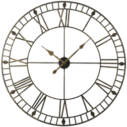 EOS Black Gold Skeleton Wall Clock with Roman Numerals 100cm