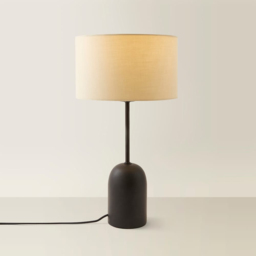 ValueLights Kaiden Black Dome Table Lamp with Cream Drum Shade - thumbnail 3