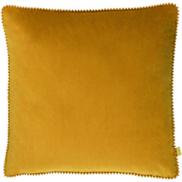 furn. Cosmo Ochre Square Velvet Pom-Pom Cushion
