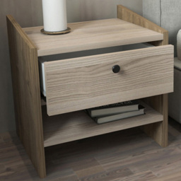 Decorotika Berlin Walnut and Cordoba Single Drawer Single Shelf Bedside Table - thumbnail 1