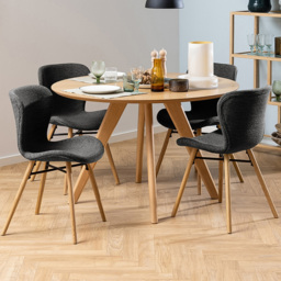 Florence Townsville Batilda Oak and Grey 4 Seater Round Dining Set
