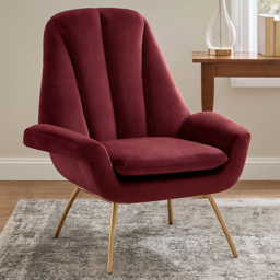 Premier Housewares Billi Wine Velvet Lounge Chair - thumbnail 1