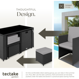 tectake Palermo 4 Seater Black and Grey Garden Bistro Set - thumbnail 4