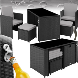 tectake Palermo 4 Seater Black and Grey Garden Bistro Set - thumbnail 2