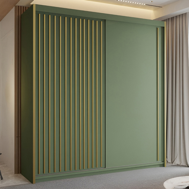 Sliding Wardrobes 4U Pesto Green 2 Door Wardrobe 203cm - image 1