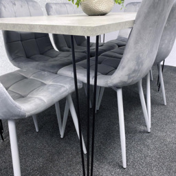 Kosy Koala 6 Seater Grey Velvet Dining Table Set - thumbnail 4
