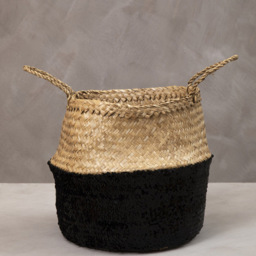 Premier Housewares Black Sequin and Natural Small Seagrass Basket - thumbnail 2