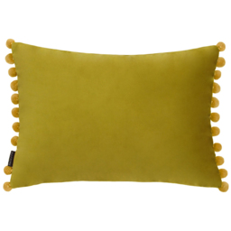 Paoletti Fiesta Bamboo Gold Pom Pom Velvet Cushion - thumbnail 1