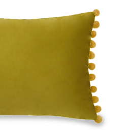 Paoletti Fiesta Bamboo Gold Pom Pom Velvet Cushion - thumbnail 3