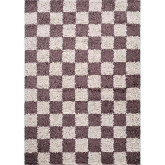 Desire Rugs Chester Shaggy Chequered Lilac Rug 160 x 230cm - image 1