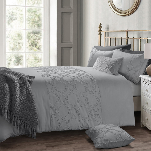 Intimates Kiera King Size Tufted Grey Duvet and Pillowcase Set - image 1