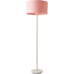 ValueLights Charlie White Floor Lamp with Blush Drum Shade and Bulb