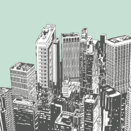 Origin Murals Urban City Skyscrapers Green Wall Mural - thumbnail 2