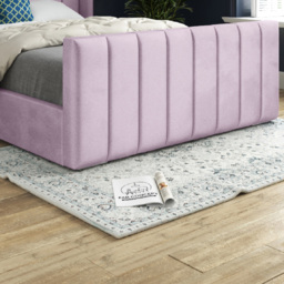 Romano Single Pink Soft Velvet Upholstered Bed Frame with Straight Winged Headboard - thumbnail 4