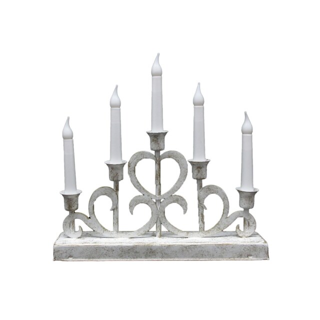 5 LED Metal Scroll Christmas Candle Bridge (Battery Operated)