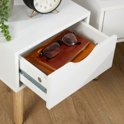 Home Source Boden White Single Drawer Bedside Table 2 Pack - thumbnail 3