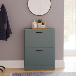 Vida Designs Green 2 Drawer Shoe Cabinet - thumbnail 3